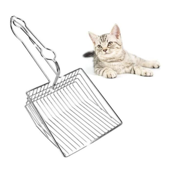 Pelle à litière pour chat - Métal chromé - Facile à nettoyer - Tamisage rapide