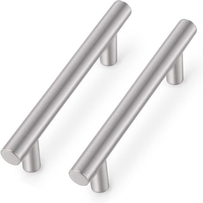 Poignée En T En Acier Inoxydable Argenté Pour Meuble De Cuisine (12 X 128 X 200 Mm)[M7630