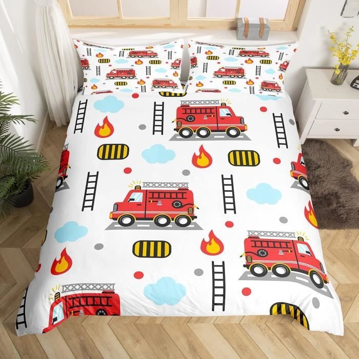 Parure De Lit Housse De Couette Motif Voiture De Police Enfants - Bleu Gris