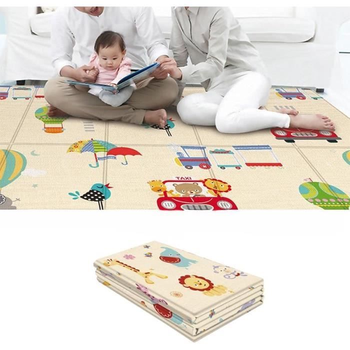 Tapis D'Eveil Pliable Réversible Bébé Circuit & Animaux Par