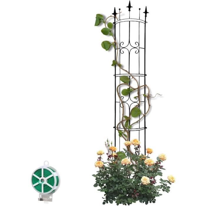Grand Treillis En Bois Gris Ardoise 1,5m - Support Pyramide Pour Plantes Grimpantes Et Roses