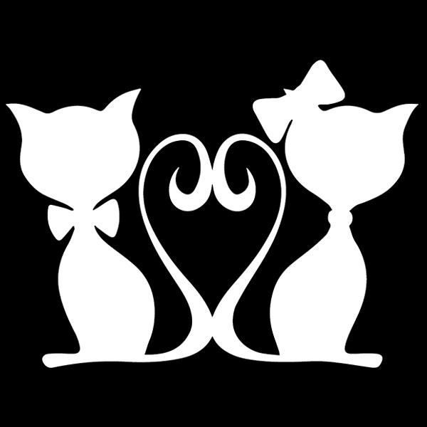 Sticker Decoration Amour Couple Chat Amoureux Queue Coeur 25x34 Cm Blanc Chat033 Cdiscount Maison