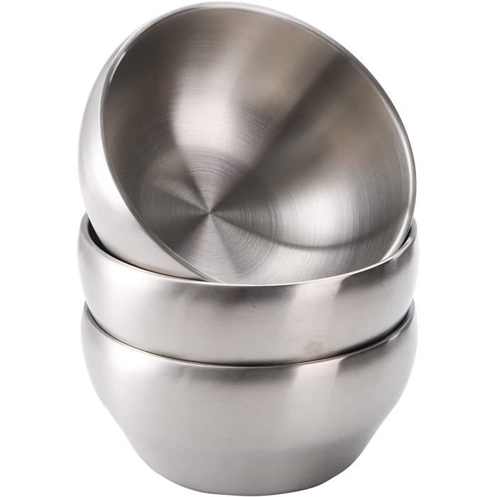 Lot De Bols De Service En Inox Pour Fruits Et Snacks - Diamètre 10 Cm - Design Moderne
