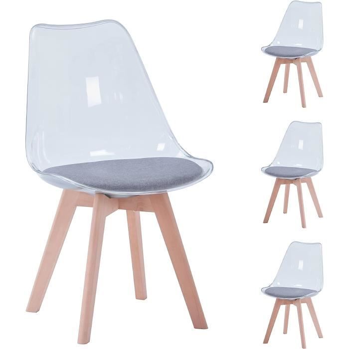 Wokaka Lot De 4 Chaises De Salle à Manger - Chaises Scandinaves Chaises En Plastique Avec Pieds En Bois Gris 70320613 Wokaka Lot De 4 Chaises De Salle à Manger - Chaises Scandinaves Chaises En Plastique Avec Pieds En Bois Gris 70320613