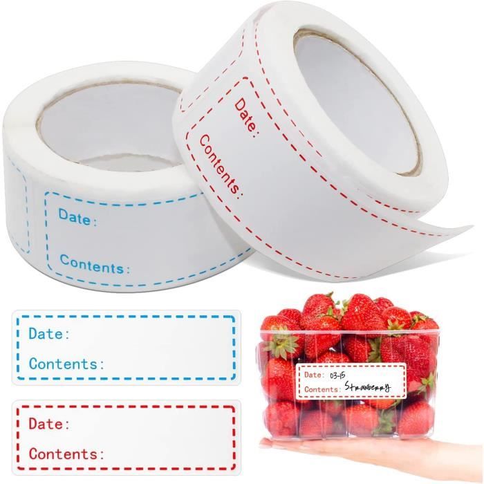 JUMPLAWN 1 Rouleau Étiquettes Autocollantes Alimentaires Bleues - 250 Étiquettes Pour Congélateur Et Organisation Cuisine