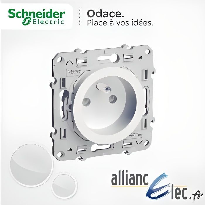 Prise de courant 2P+T Renovation Blanc Schneider Odace a Connexion Rapide -  Cdiscount Bricolage