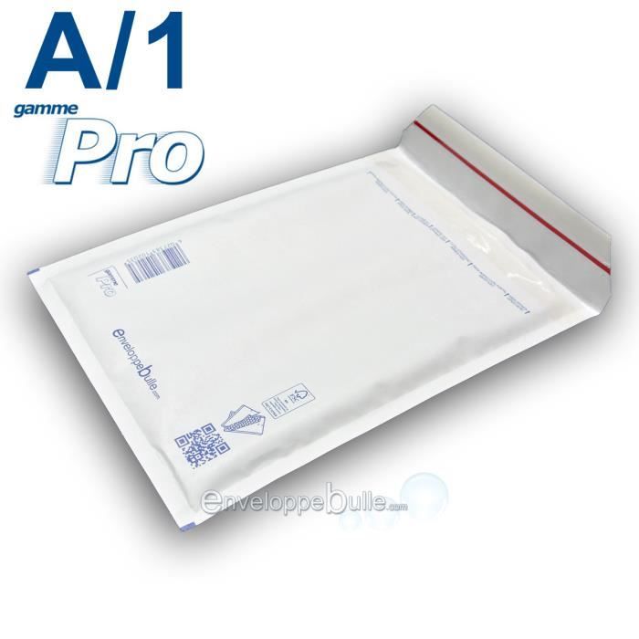 100 Enveloppes à bulles blanches gamme PRO taille A/1 format utile 90x165mm 