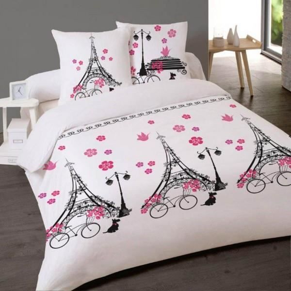Housse De Couette 220x240 Paris A Velo Cdiscount Maison