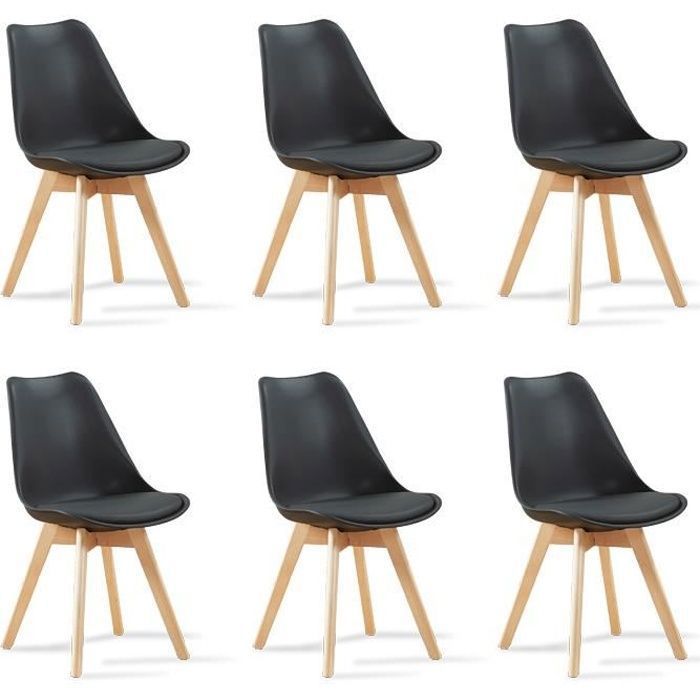 Lot de 6 chaises scandinaves noires - Bjorn - DESIGNETSAMAISON Lot de 6 chaises scandinaves noires - Bjorn - DESIGNETSAMAISON
