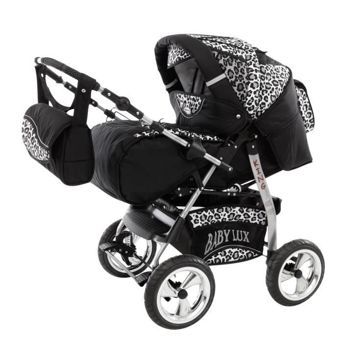 King 2 En 1 Poussette Combinee Avec Poussette Canne Accessoires 27 Noir Cosmique Leopard De Neige Cdiscount Puericulture Eveil Bebe