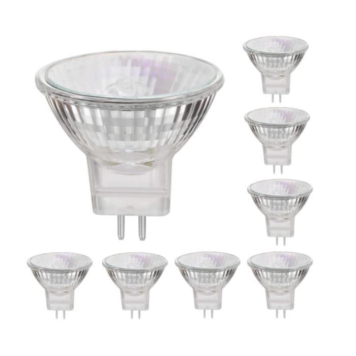 mr11 12v 20w lampes halogènes  base spot 2800k blanc chaud, dimmable ,pack de 8
