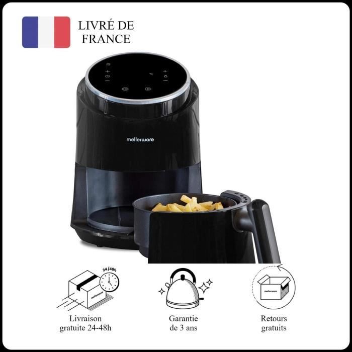 Mellerware - Friteuse sans Huile Multifonction Crunchy! 1230W  7 programmes  Air Fryer Anti-adhesive  Design Compact 15L  Noir - Mellerware