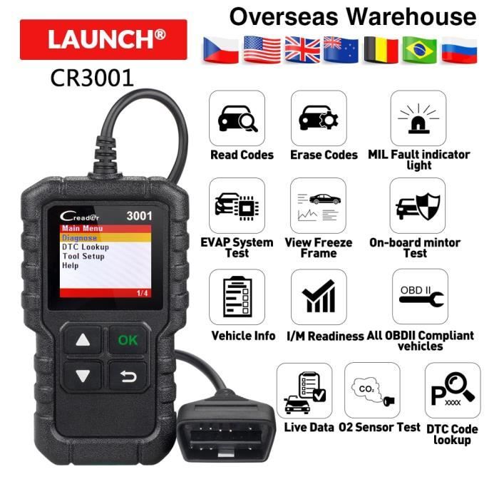 Launch X431 CR3001 Soutient toutes les fonctions OBDII - EOBD OBDII-EOBD Creader 3001 outil de diagnostic multilingue PK CR319