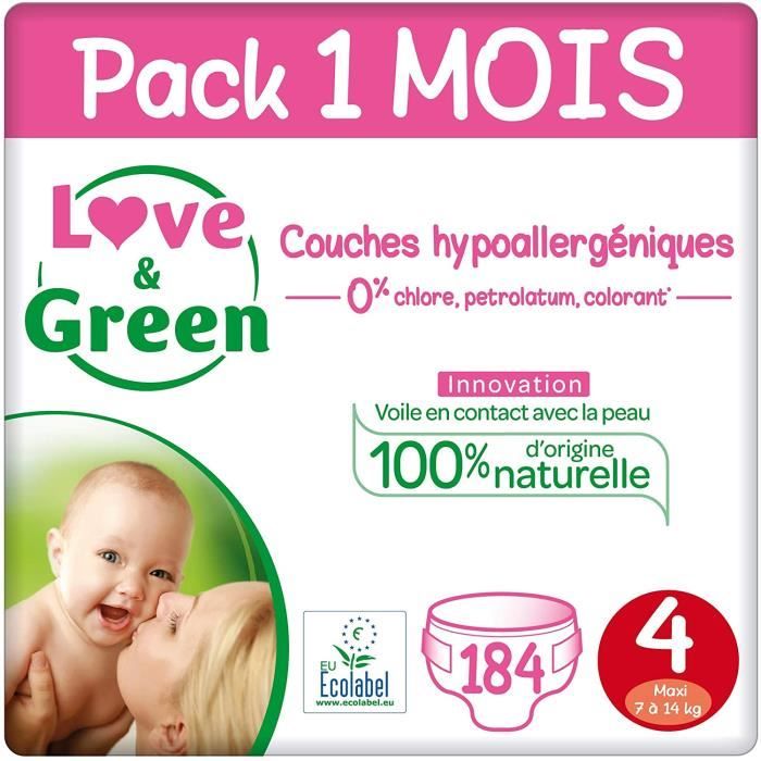 Love Green Couches Taille 4 7 14 Kg Pack 1 Mois 184 Couches Cdiscount Puericulture Eveil Bebe