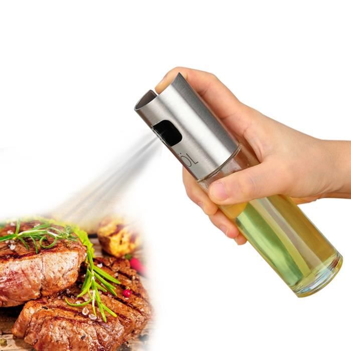 Elekin Spray Huile Cuisine Entonnoir et Autocollant pour Griller avec Brosse Cuisiner Vaporisateur Bouteille Huile 2 Pièces Vaporisateur Huile d'olive 100 ML Salades 