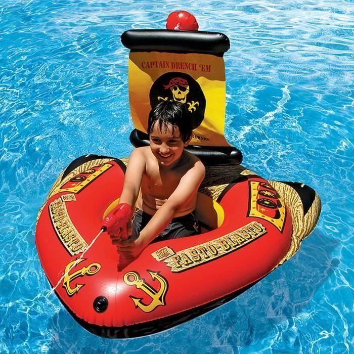Chitomars Bouée Avion Bateau Gonflable Enfant Avec Pistolet à Eau - Siège Piscine Pour 3-10 Ans