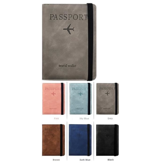Porte Passeport, Pochette Passeport en Cuir Synthétique Protege Passeport avec Protection Anti-RFID Vaccination (gris)