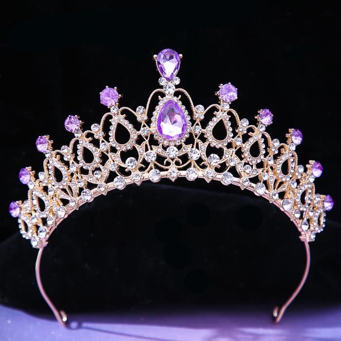 Hoshisea Diadème Baroque Tiare Couronne Mariage Cristal Coloré - Accessoire Princesse Fête