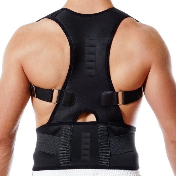 size s - le noir - correcteur de posture magnétique ajustable pour hommes et femmes, corset de soutien du dos