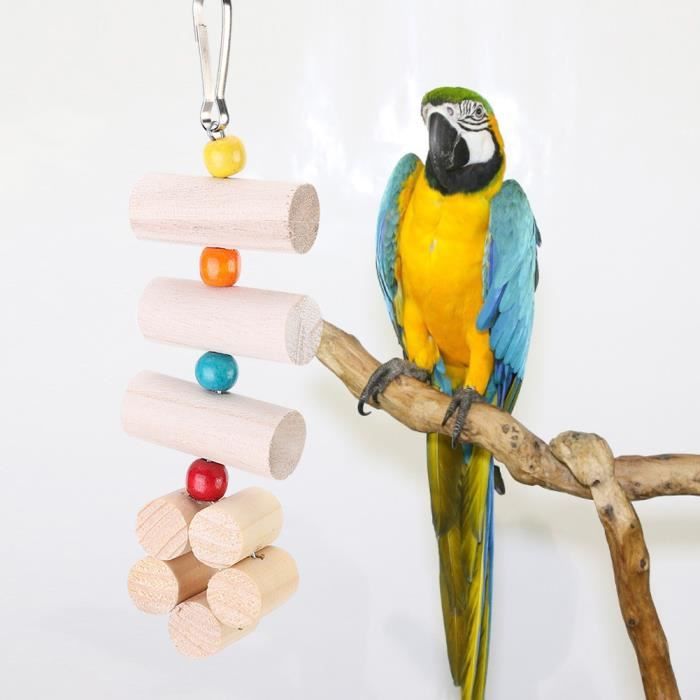 KATUMO Jouet Perroquet Oiseau, Grand Jouet Perroquet Blocs en Bois Durable  Jouet à Mâcher Oiseau Cage Morsure Jouet …
