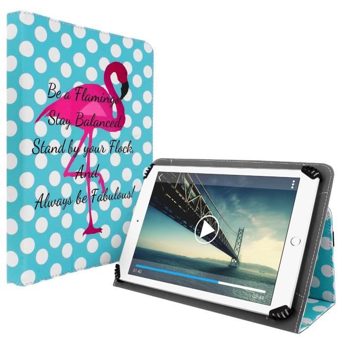 Housse Universelle Tablette 9' à 10' Etui Motif Flamingo à Pois