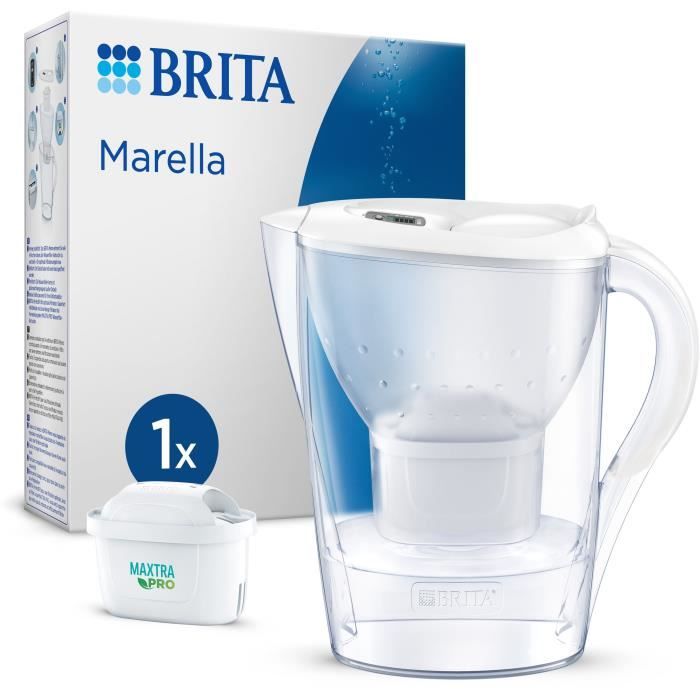Carafe filtrante BRITA - Marella Blanche - Capacité 24L dont 14L deau filtrée - 1 Cartouche Maxtra Pro All-In-1 incluse