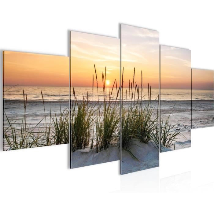 Plage Coucher De Soleil Tableau Murale Impression Sur Toile Intissee 5 ...