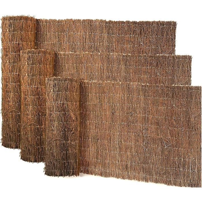 Brise-Vue Naturel En Bruyère - 100x300 Cm - Protection Jardin & Terrasse - Pare-Vent Décoratif - Tissé Fil Galvanisé