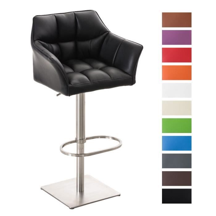 CLP Tabouret de bar Damaso avec revetement en similicuir - Couleur:noir Couleur du cadre:acier inoxydable CLP Tabouret de bar Damaso avec revetement en similicuir - Couleur:noir Couleur du cadre:acier inoxydable