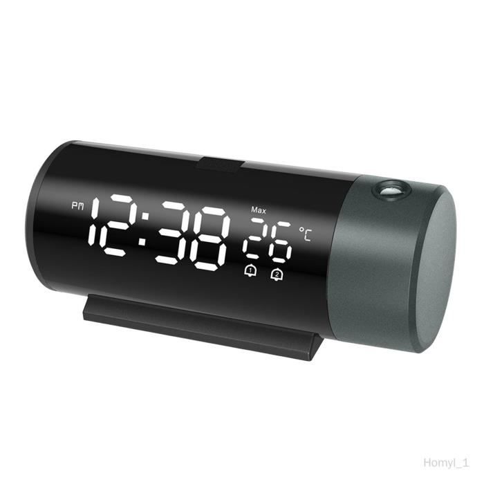 Réveil à Projection 180° Avec Affichage LED Au Plafond - Capteur Température, Calendrier, Alimentation USB - Pour Chambre, Bureau - 9