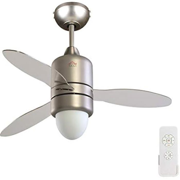 Ventilateur de Plafond DCG VECRD65TL - 3 Pales en Métal et Plastique - Lampe et Télécommande - Dcg
