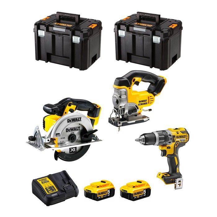 DeWALT Kit DWK300 DCD796 + DCS331 + DCS391 + 2 x 5 0 Ah + DCB115 + 2 x TSTAK VI