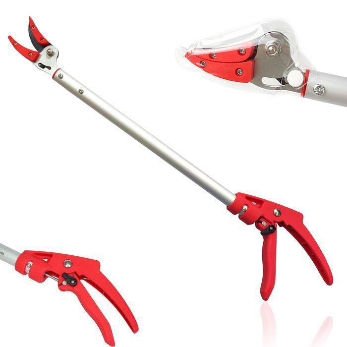 FISHTEC® Sécateur de Jardin à Long Manche 64cm - Taille et Coupe-Branches - Lame en Acier + Enclume de Préhension