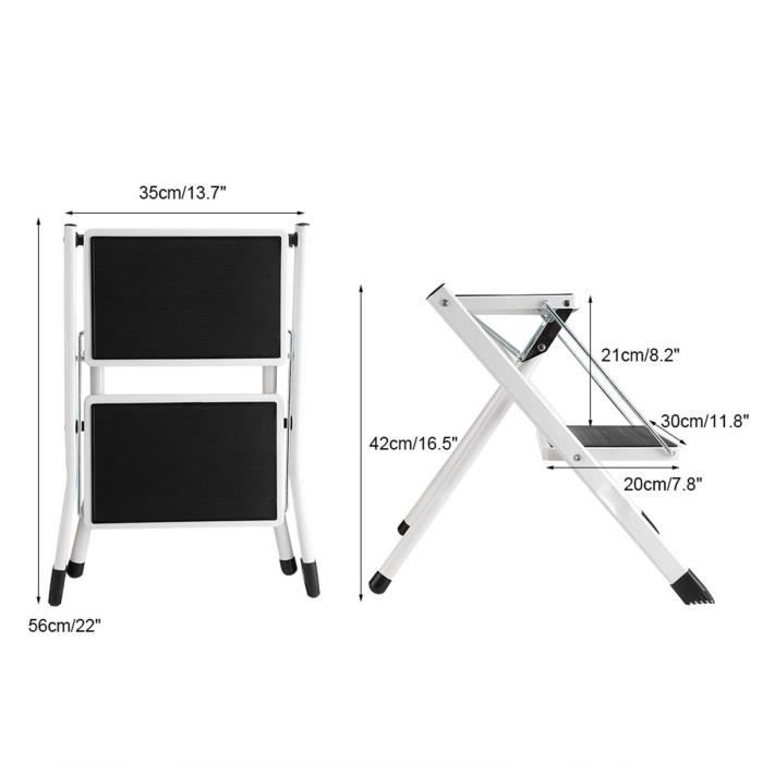 Marchepied 2 Marches Pour Adulte Et Enfant - Capacité 226,8 Kg - Dimensions 40x40x30 Cm - Bois Et Fer, Plateforme Antidérapante - Stable, Montage Facile