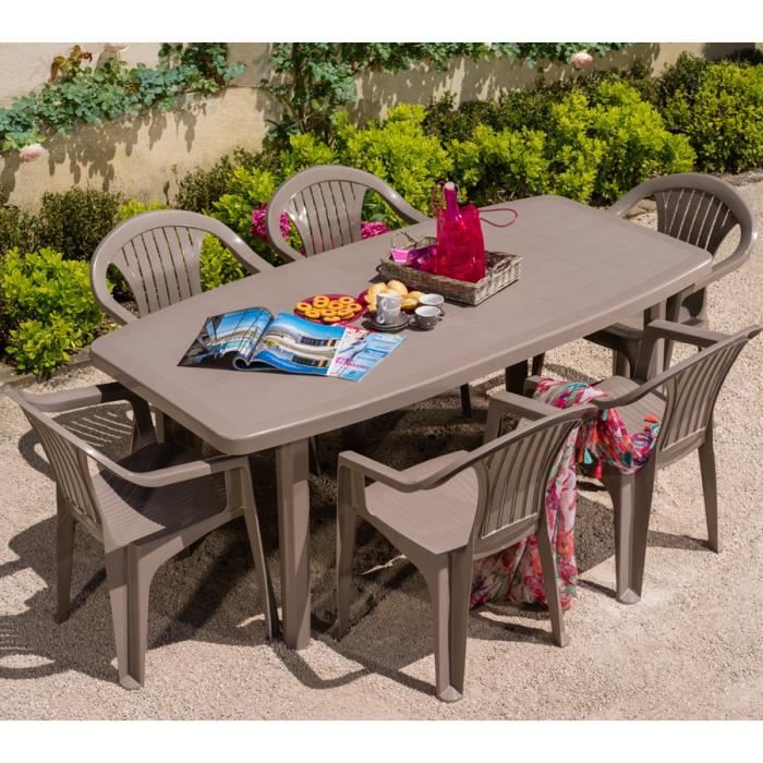 Salon De Jardin Table Ocean 6 Fauteuils Coloris Taupe