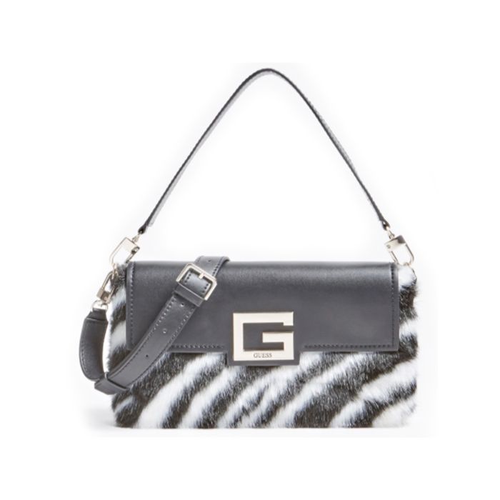 GUESS Brightside Shoulder Bag Zebra [106912] Noir, Blanc Cdiscount