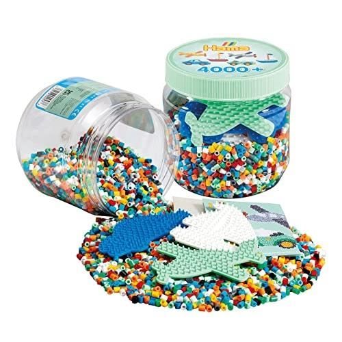 Jeu de perles à repasser HAMA - Pot vert 4000 perles + 3 plaques - Taille mid
