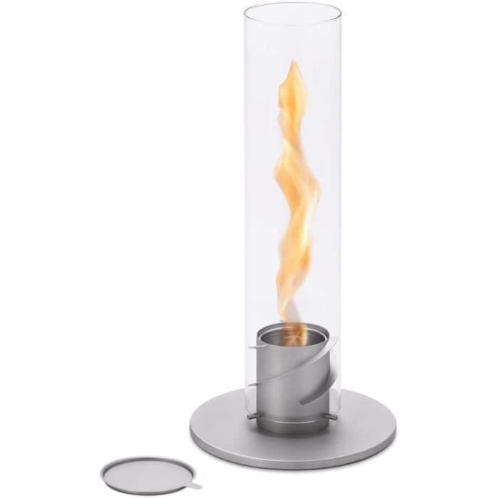 hofats - spin  cheminee au bioethanol pour l'interieur et l'exterieur  feu de table, photophore et torche de jardin en acier