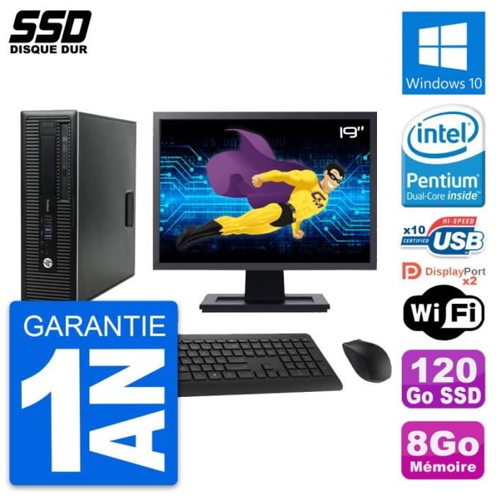PC HP ProDesk 600 G1 SFF Ecran 19 Intel G3220 RAM 8Go SSD 120Go Windows 10 Wifi