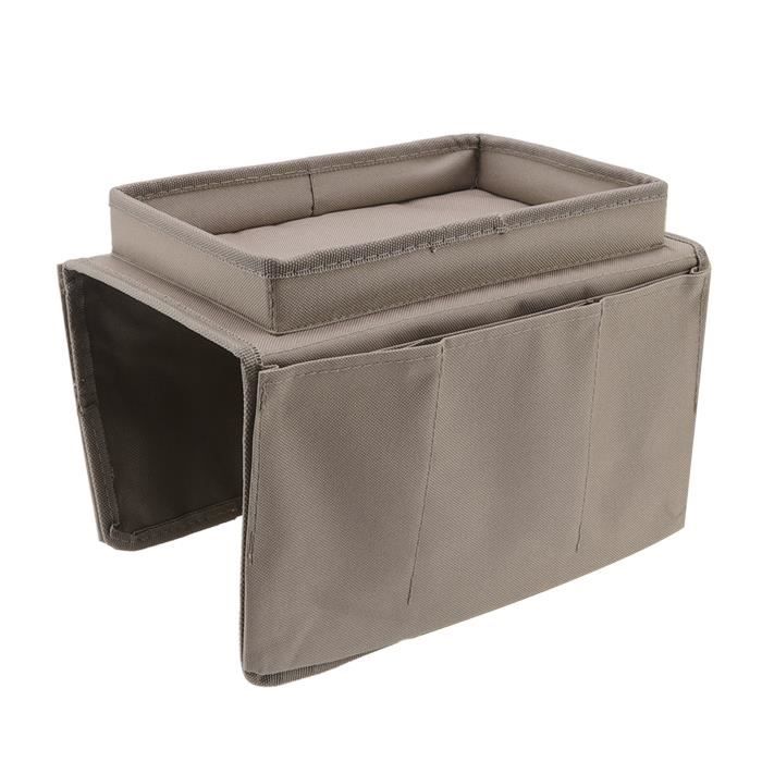 Organisateur D'Accoudoir Canapé - 5 Poches + Porte-Gobelets - Tissu Oxford - Range Tout Remote/Téléphone/Livres