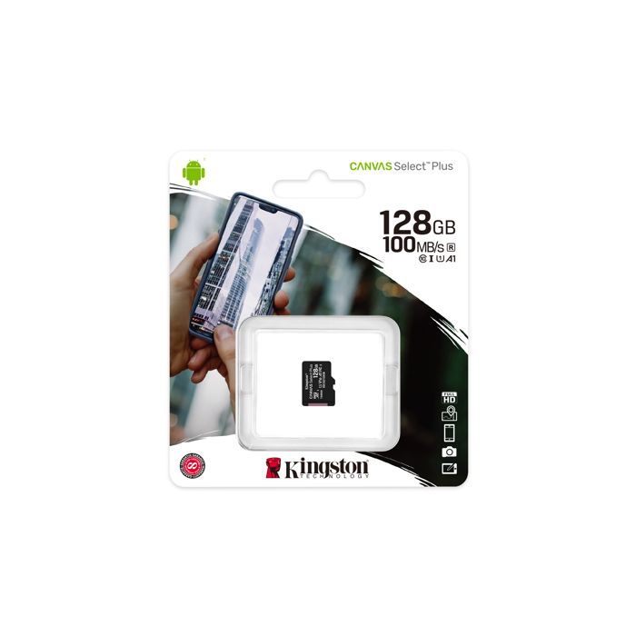 Kingston Technology Canvas Select Plus mémoire flash 128 Go MicroSDXC Classe 10 UHS-I (128GB MICROSDXC CANVAS SELECT - 128 GB micr