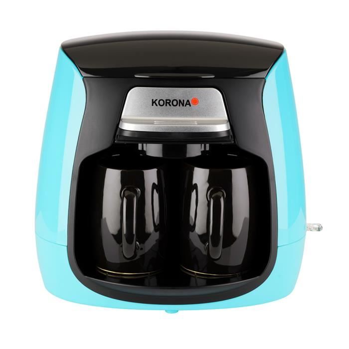 Korona 12207 Cafetière compacte | Bleu-noir | incl. 2 tasses en céramique | Filtre permanent | Cafetière 2 tasses | Mini cafetière