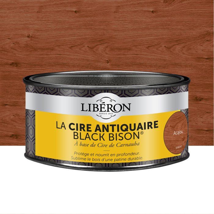 Cire antiquaire Black Bison® en pâte - LIBERON - Acajou - 500cc Cire antiquaire Black Bison® en pâte - LIBERON - Acajou - 500cc