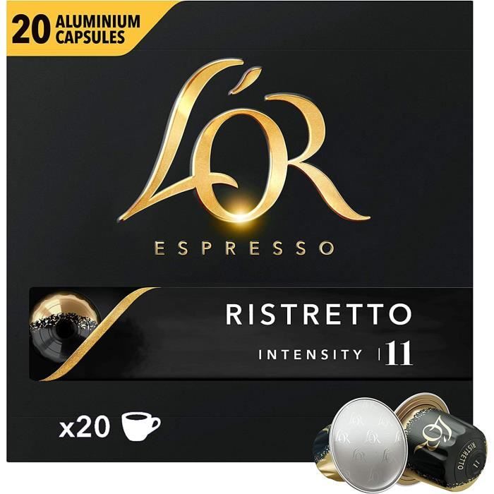 LOT DE 4 - L'OR - Ristretto Intensité 11 - 20 capsules de café compatibles Nespresso