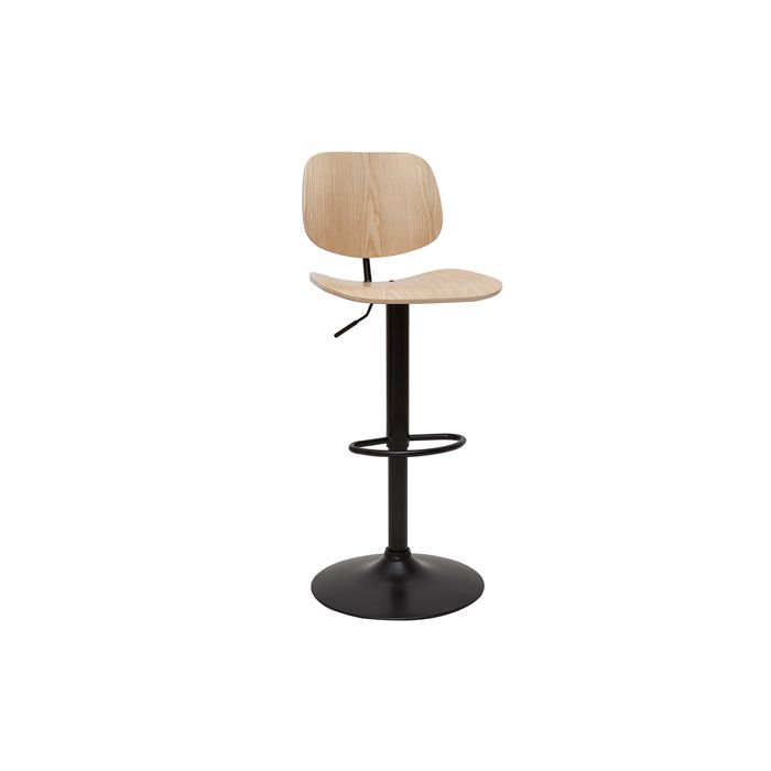 Miliboo - Tabouret de bar relevable bois clair et métal noir TOBIAS