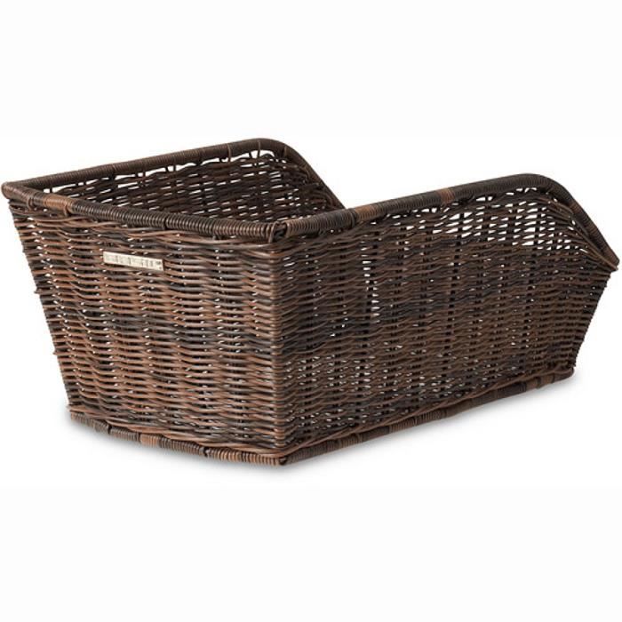 Panier arrière Basil Cento-Rattan Look en Rattan marron pour vélo loisir avec fixations incluses