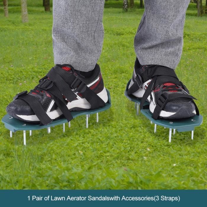 1 paire taille universelle pelouse aérer Spike Chaussures avec 6 sangles et boucles en métal robuste pour aérer votre jardin pelouse ou cour Pawaca Aérateur de gazon Chaussures 