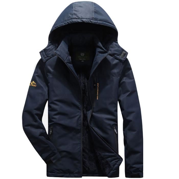 Parka homme de marque Chapeau detachable epaississant plus grande taille homme parka Bleu Cdiscount Pret a Porter