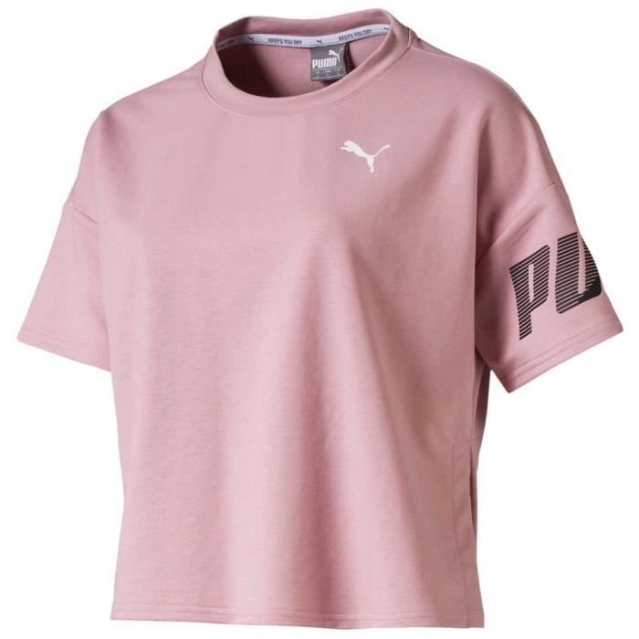 Puma T-shirt de sport rose lettrage imprim\u00e9 style d\u00e9contract\u00e9 Mode Hauts T-shirts de sport 