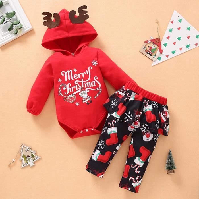 Combinaison Pyjama Bébé Tricoté Renne Noël - Barboteuse Manches Longues Garçon Fille 0-18 Mois